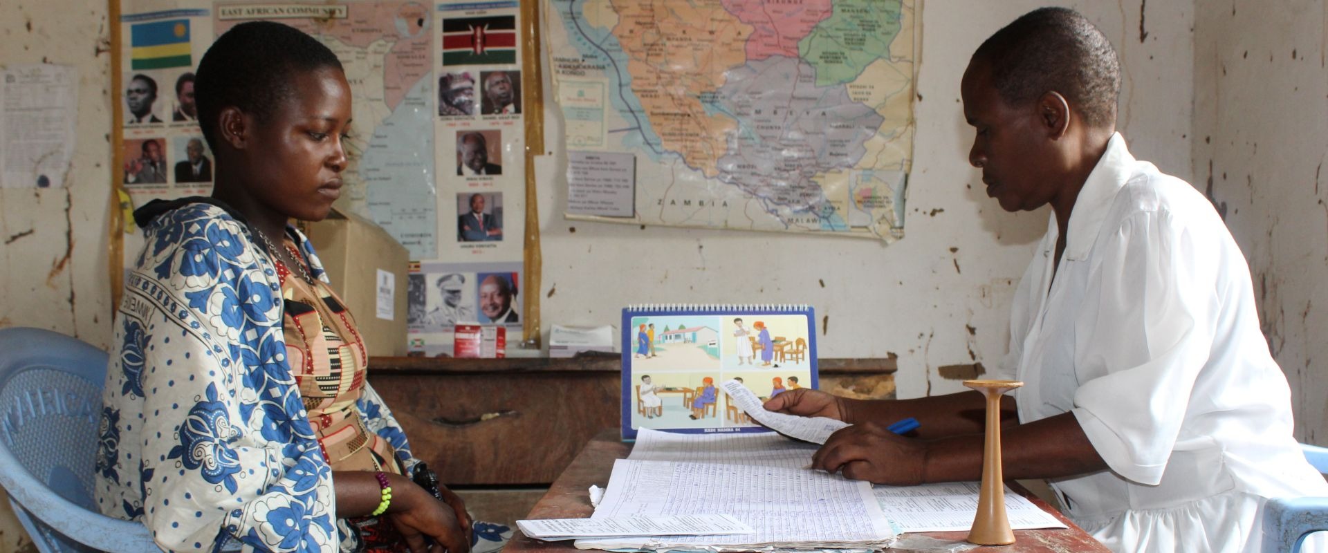 Agnes offering antenatal clinic services at Mgandu Clinic.
