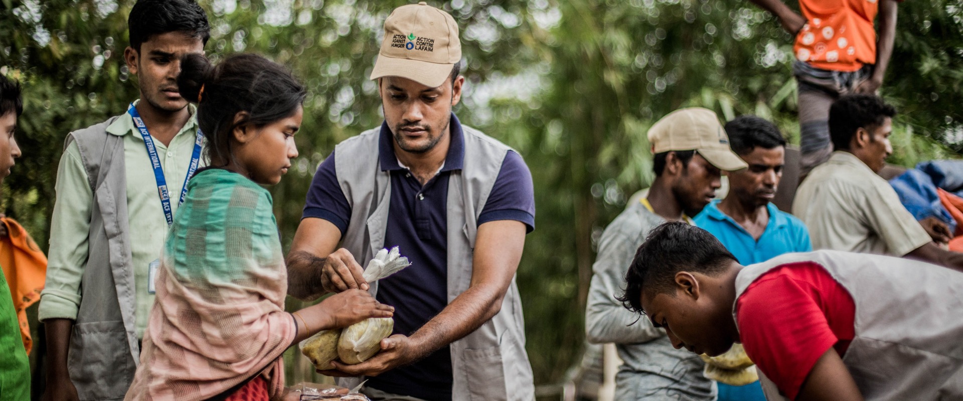 An emergency food distribution for Rohingya refugees in Cox's Bazar, Bangladesh.