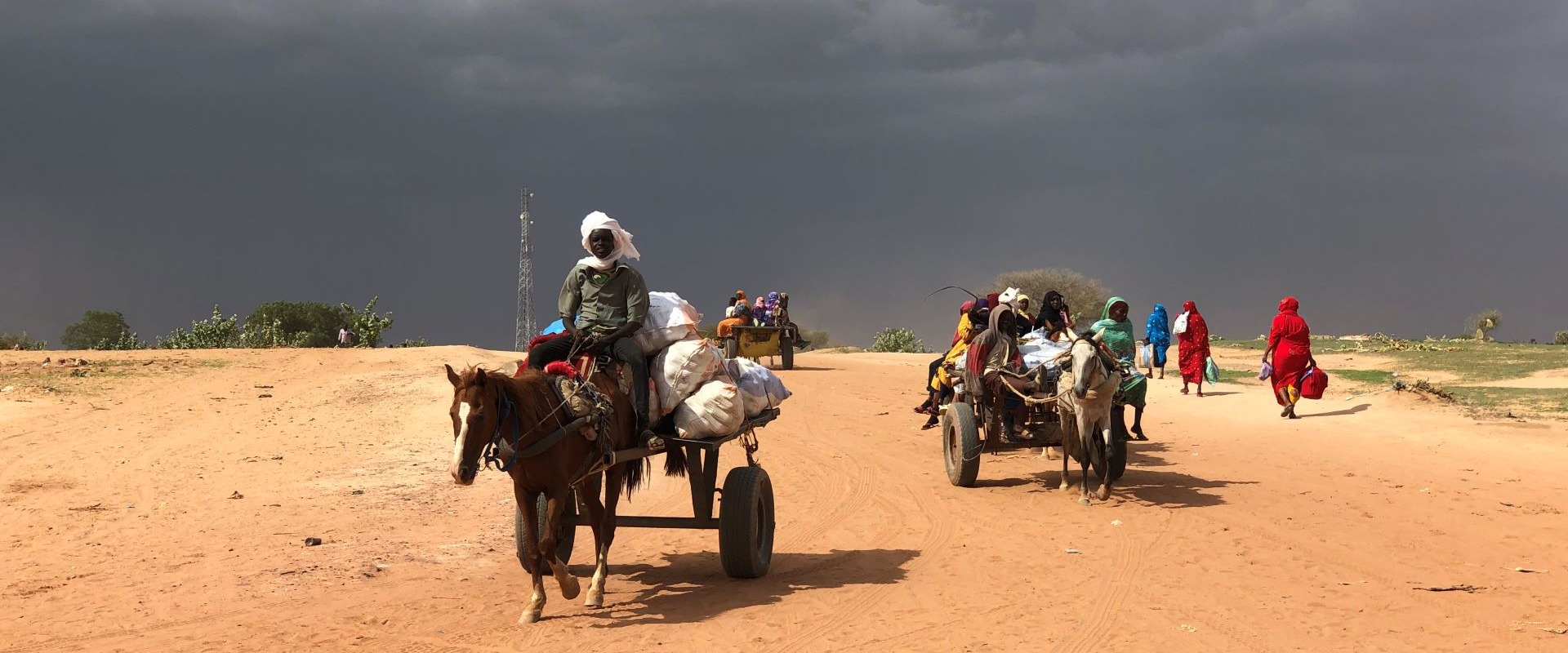 People riding on donkey carts in Chad.