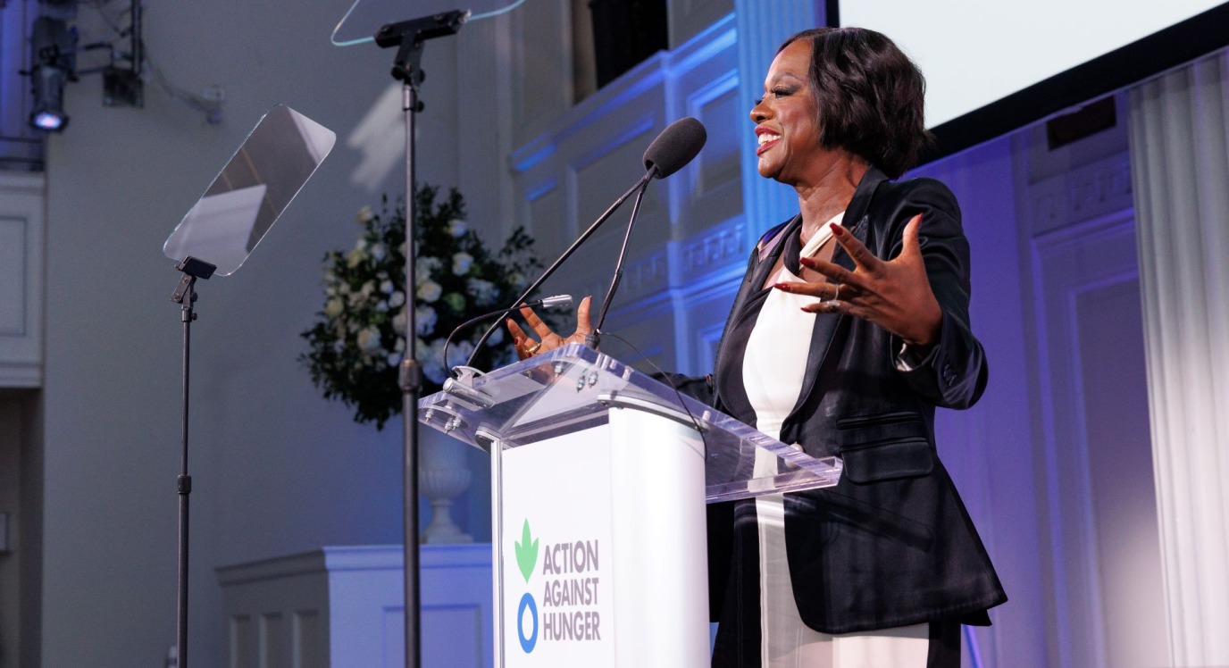 Viola Davis speaking at Action Against Hunger's 2024 gala