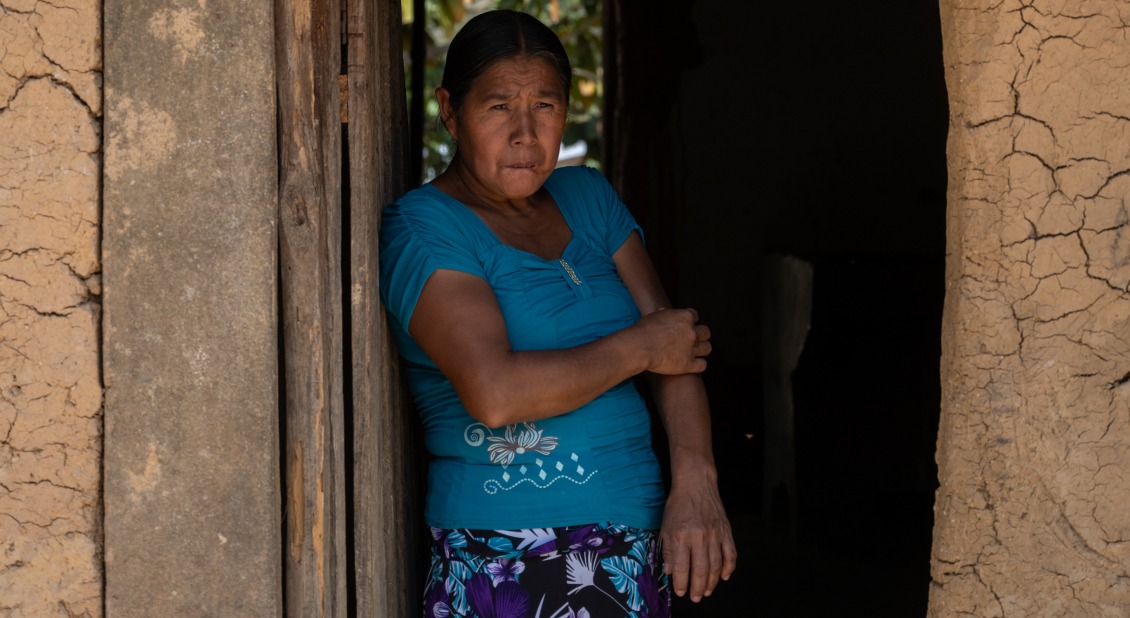 Alicia at home in Guatemala who leads an irrigation project.
