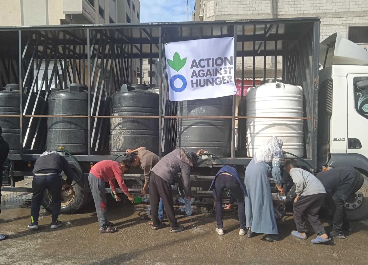 Water trucking in North Gaza in January 2025.