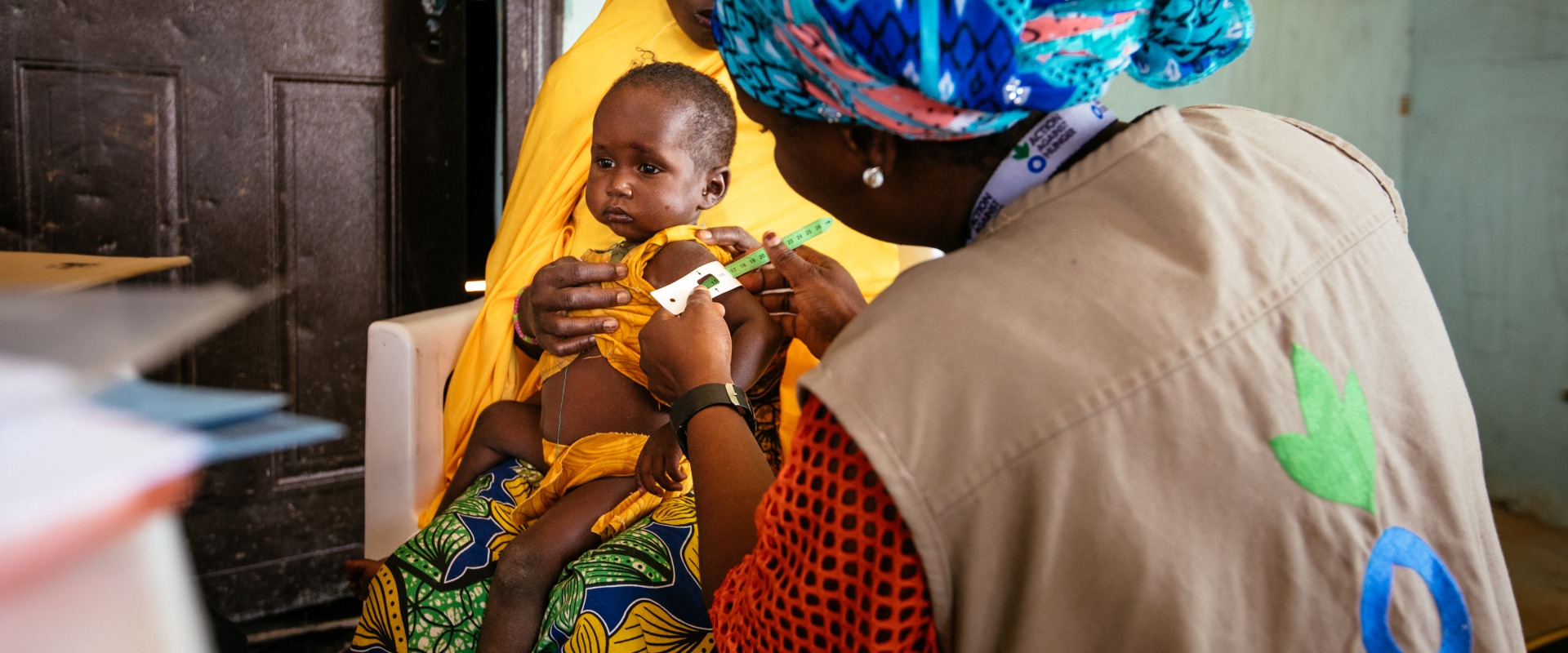 In the village of Kaluwa, Yobe State, Nigeria, Action Against Hunger health and nutrition activities in a building intended to house a health establishment, but which is not functioning.