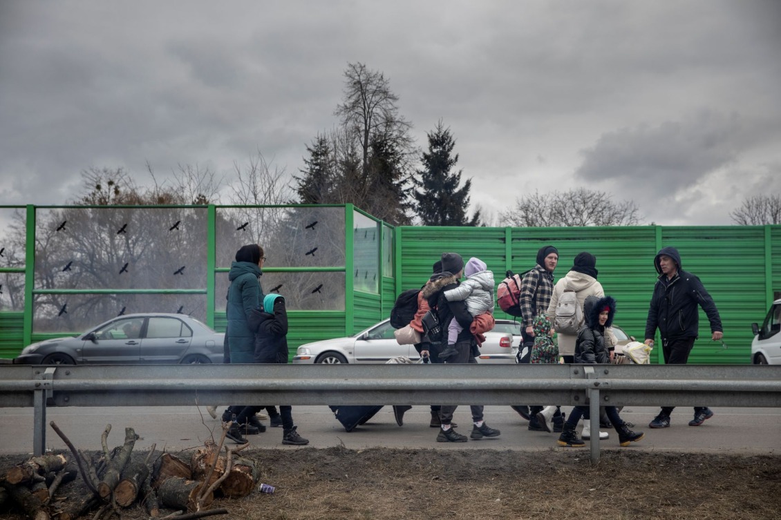 Ukrainian refugees just crossed the border in Dolhobyczow, Poland, on March 5, 2022.