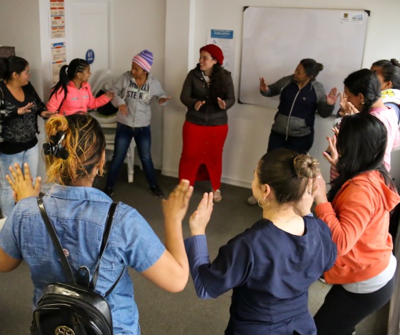 Group workshops are an important part of Action Against Hunger's psychosocial support programs for Venezuelan migrants in Colombia.